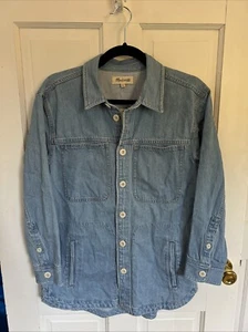 NEW Madewell Denim Long Sleeve Button Up Shirt Shacket JEAN SMALL $118 JACKET - Picture 1 of 12