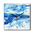 Silent Clock Canvas Photo Image Sea Big Blue Whale and water Watercolour 30x30