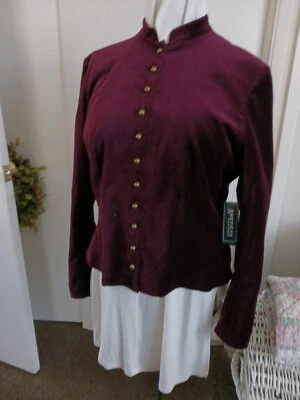 BLAZER FEMININO DE VELUDO VERMELHO/ROXO, NOVO COM ETIQUETAS, TAMANHO:16, STEAMPUNK, GÓTICO - Imagem 1 de 4