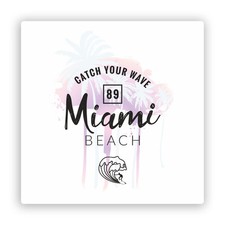2 x Miami Beach 1989 Summer Vinyl Stickers Travel Luggage #7629Â 