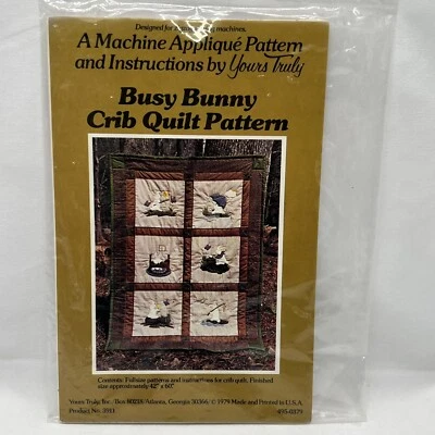 复古 YOURS TRULY BUSY BUNNY CRIB 绗缝图案 未切割 — 第 1/2 张图片