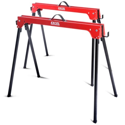 Excel Trestle Saw Horse Steel Twin Pack with Handles 500KG Max Load Capacity