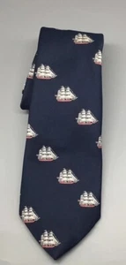 Vintage LL Bean Freeport Maine Herren blau Schiffe Krawatte 52" Polyester Seide - Bild 1 von 5