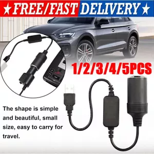 USB To 12V Car Cigarette Lighter Female Socket Converter Adapter Cable Connector - Picture 1 of 10