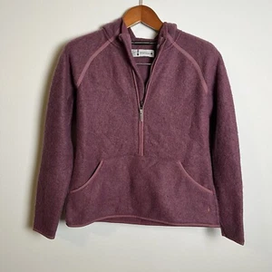 Smartwool Hudson Trail Fleece Anorak Women M Pullover 3/4 Zip Purple Wool Blend - Picture 1 of 10