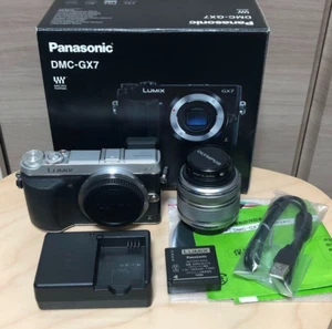 [Exc+3 in Box] Panasonic Lumix DMC-GX7 Silver &OLYMPUS 14-42mm Lens From JAPAN - Picture 1 of 9