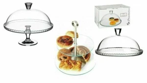 32cm Retro Vintage Glass Cake Stand Afternoon Tea Wedding Cake Lid Dome Display - Picture 1 of 17