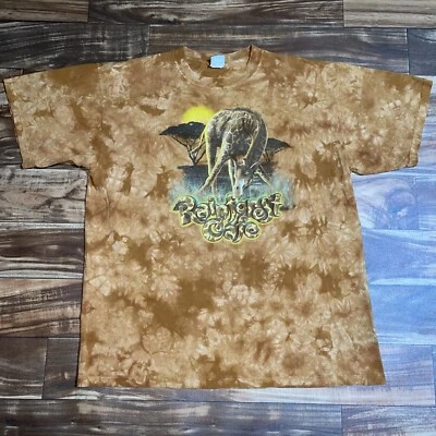 Vintage Rainforest Cafe Giraffe Safari Nature Animal Tie Dye T-Shirt Size XL - Image 1 of 4