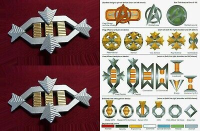 Star Trek Movie Fleet Captain Rank Pin Pip Insignia Badge Uniform Cosplay X 2 ~ • 18.20€