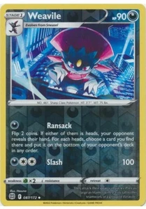 WEAVILE 087/172 BRILLIANT STARS POKEMON (REVERSE HOLO, NM) - Picture 1 of 1