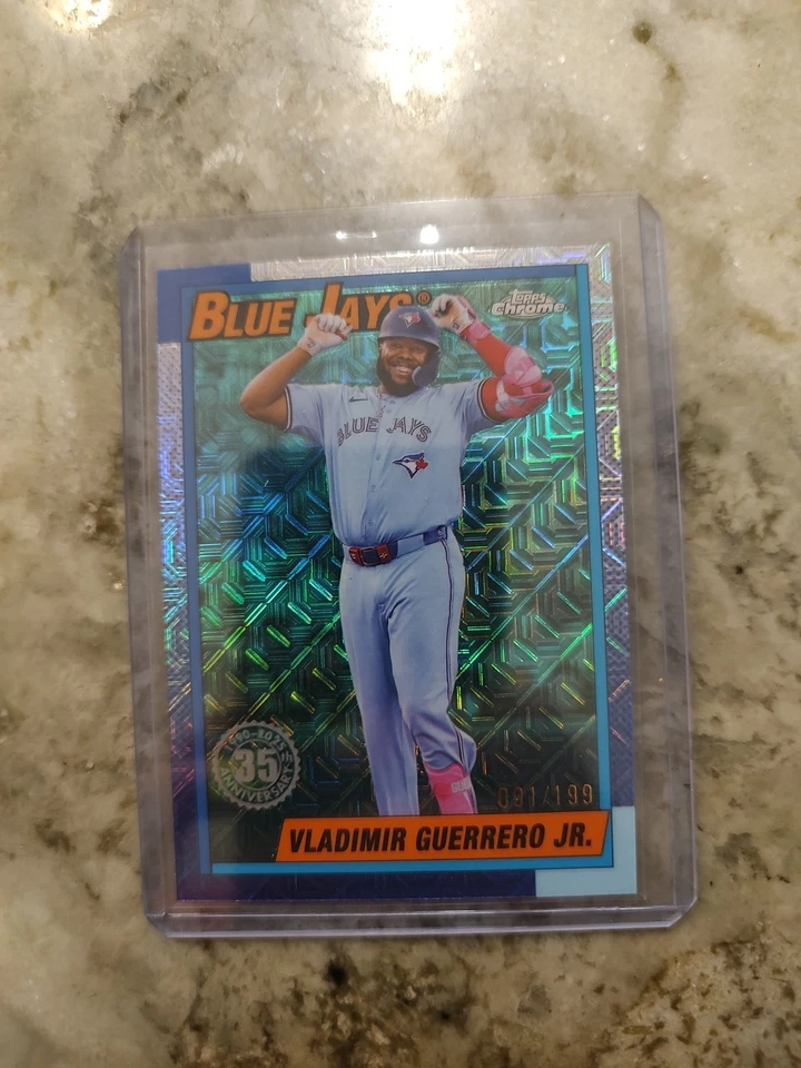 2025 Topps Series 1 /199 - 1990 Topps Chrome Aqua Vladimir Guerrero Jr.  - Image 1 of 2