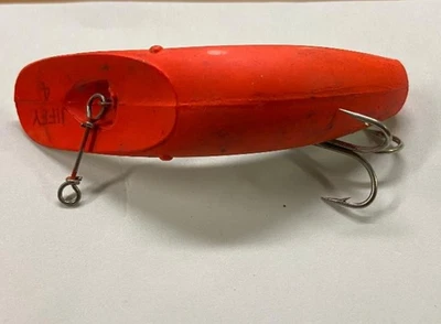 Vintage Worden Jiffy #4 Crankbait Fishing Lure Bright Orange Hanging Hook - Image 1 of 3