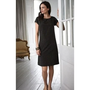 Long Tall Sally Black Gold Polka Dot Short Sleeve Shift Dress Women's Size 10 - Picture 1 of 5