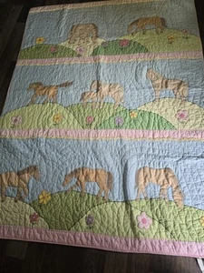 The Company store Kids girls horse twin size quilt and 1 sham set PLEASE READ - Picture 1 of 18
