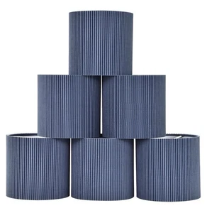 Juego de pantallas de lámpara de tela con clip (6) tambor pequeño 5,4" x 5,5" azul marino | moderno - Imagen 1 de 7