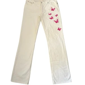Blumarine Made In Italy Weiße Jeans Rosa Schmetterling Größe IT 44 / US 8 - Bild 1 von 15