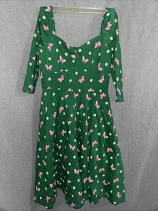 Vestido Columpio ÚNICO VINTAGE Estampado Mariposa Verde Media Manga Talla Grande Nuevo con Etiquetas. DR1 - Imagen 1 de 9