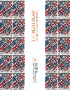 250TH ANNIVERSARY UNITED STATES STICKERS COMPLETE SHEET #15 - Picture 1 of 1