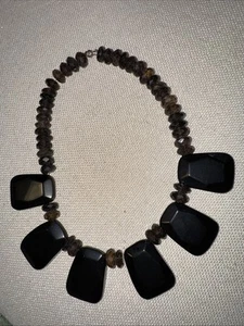 VTG Healing/ Protection Obsidian And Brown Amethyst Necklace. 17.5 In - Picture 1 of 5