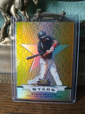 2012-2013 Leaf All-Rookie Team *GOLD REFFRACTOR* Byron Buxton ROOKIE RC #1/10 !! - Image 1 of 2