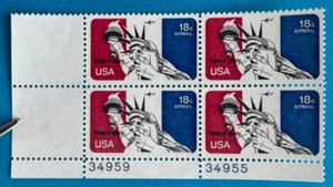 US Stamps Scott C87 18c airmail plate block of 4 1974 M/NH Fresh - Picture 1 of 3