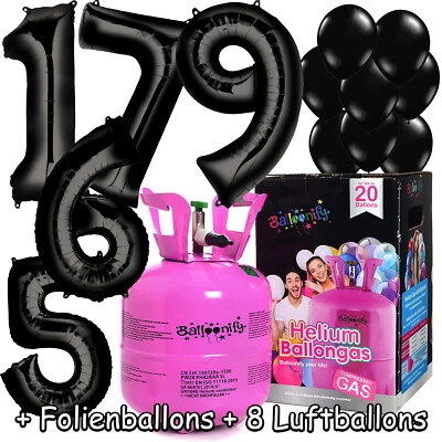 FOLIENBALLONS + BALLONGAS + BALLONS - 1-99 Geburtstag SCHWARZ Party Deko Helium - Bild 1 von 4