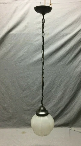 Antique Frosted Etched Glass Hanging Light Fixture Globe Old VTG Bronze 55-22B Cover