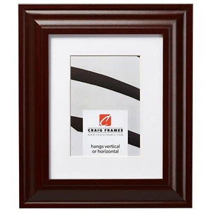 Craig Frames Contemporary, 2" Wide Dark Mahogany Red Picture Frame With a Mat - Picture 1 of 9