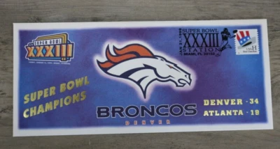 Super Bowl XXXIII Atlanta Falcons vs Denver Broncos Stamped Envelope NFL - Image 1 of 4