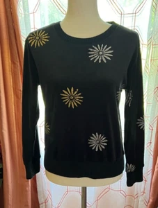Splendid x Margherita girl velour sweatshirt black flowers sz 14 limited ed EUC - Picture 1 of 7