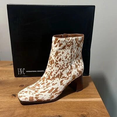 NUEVOS INC Dasha 4 Botines Manchados Marrón Pelo de becerro Talla 6.5M Reg. $109 Foto 1 de 4