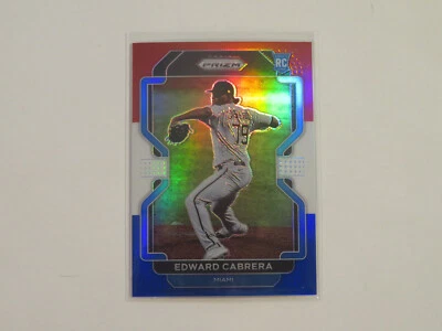2022 Panini Prizm Baseball Edward Cabrera RC #102 Red White Blue Prizm Marlins - Image 1 of 2