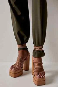 New Free People + Jeffrey Campbell Juno Wrap Platform Heels Size 8.5 MSRP: $158 - Picture 1 of 3