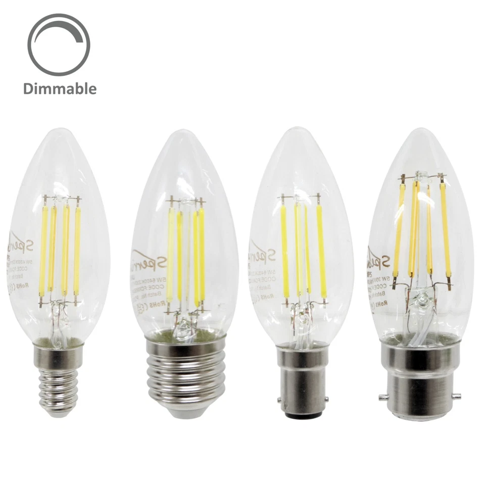 LED Candle Bulb Lamp Filament Dimmable 3000k 4000k 6400k SES ES SBC BC - Image 1 of 1