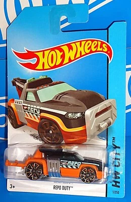Hot Wheels 2014 HW City Works Series #1 Repo Duty negro y naranja con TRAP5s Foto 1 de 2