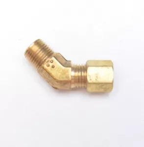 3/16" Tube OD Compression 45 Degree Elbow x 1/8" Male NPT Fitting Adapter - Picture 1 of 6
