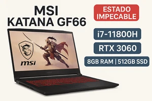 MSI Katana GF66 11UE | i7-11800H | RTX 3060 | 8GB RAM | 512GB SSD | 15.6" - Imagen 1 de 14