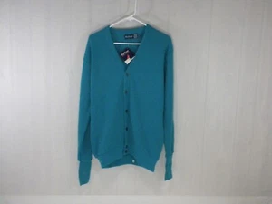 Vintage Par Four Cardigan Sweater Mens L Blue Button Up Acrylic Knit Golf NWT - Picture 1 of 16