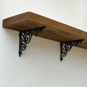 Decorative Shelf Bracket Fleur De Lis Wall Mount Cast Iron Brace 11.38" Set of 2 - Picture 1 of 3