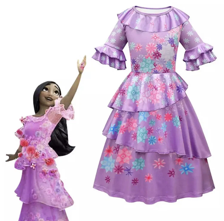 Encanto Isabela Girls Cosplay Dress Costume Outfits Halloween Party Dress - Image 1 of 1