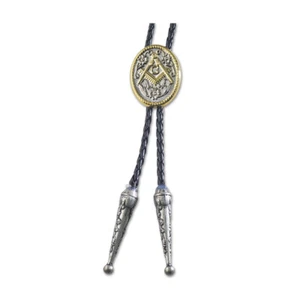 Cravatta Bolo Massonica Quadrata e Bussola Ovale - [Argento e Oro] - Foto 1 di 2