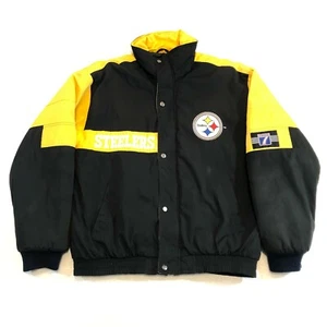 Vintage Logo 7 Team NFL Jacke Mantel Herren Größe M - Pittsburgh Steelers Schwarz Gold - Bild 1 von 11