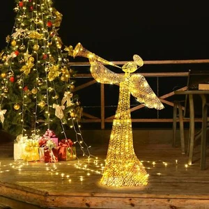 4ft Lighted Outdoor Angel Christmas Decoration for Lawn with 130 LED Lights - Picture 1 of 8