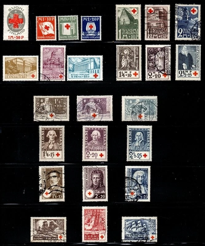 FINLAND 25 EARLY SEMI-POSTAL STAMPS BETWEEN B1 AND B26 MINT OR USED STAMPS - Image 1 of 1