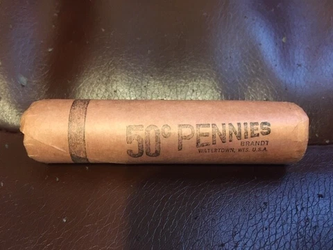 1963 D (DENVER MINT) UNCIRCULATED BU OBW ROLL OF 50 PENNIES Cover