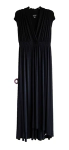 Isabel Maternity Long Maxi Black Dress Size L Cap Sleeve Rayon Spandex MINT - Picture 1 of 9