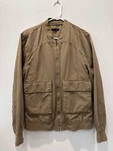 Mens Size Small 7 For All Mankind Khaki Zip Front Fall Jacket - PreOwned Perfect - Picture 1 of 5