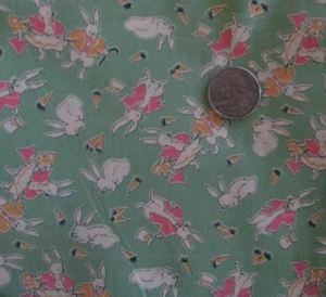 Vintage Aunt Grace Design Rabbits  cotton  Fabric fat quarter - Picture 1 of 2