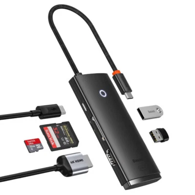 Baseus USB C Hub 6-in-1 Multi-Port Adapter 5Gbps, PD 100W, 4K HDMI, TF/SD - Image 1 of 4
