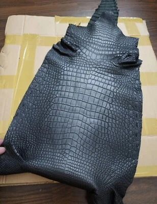 Black Luxury Genuine Belly Leather Hide Skin Fur Pelt Taxidermy - Handmade - Image 1 of 4